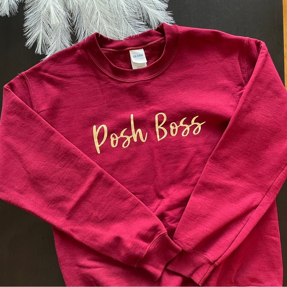 Deep Wine Custom made Posh Boss Sweatshirt - Picture 2 of 4